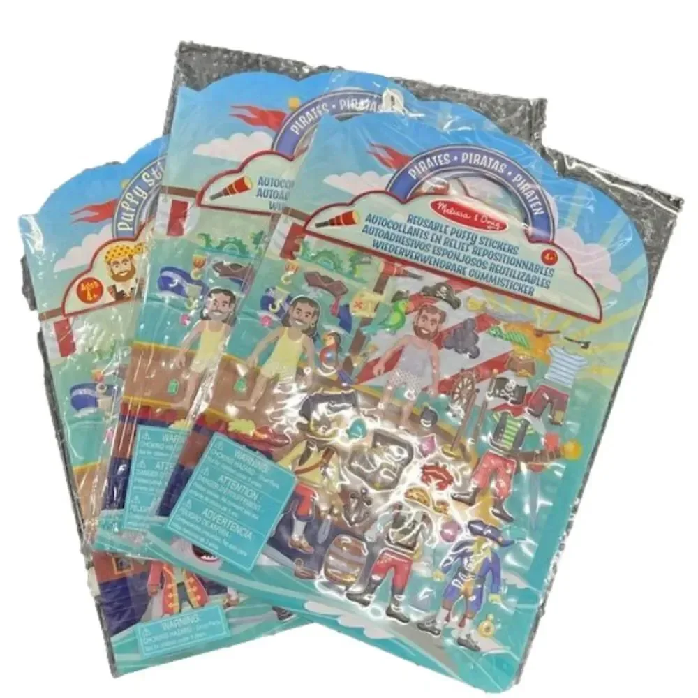 Melissa and Doug Puffy Sticker Play Set Pirate 51 Stickers X3 Bundle